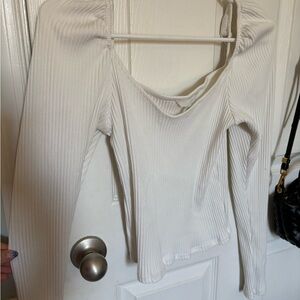 Elegant White Ribbed Women's Top